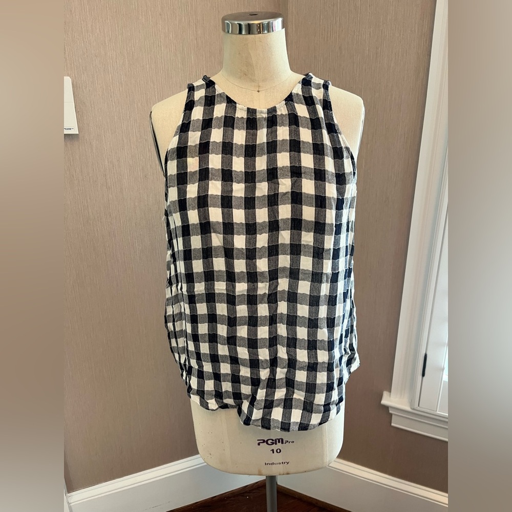 Anthropologie Cloth & Stone blue & white checkered tank.
